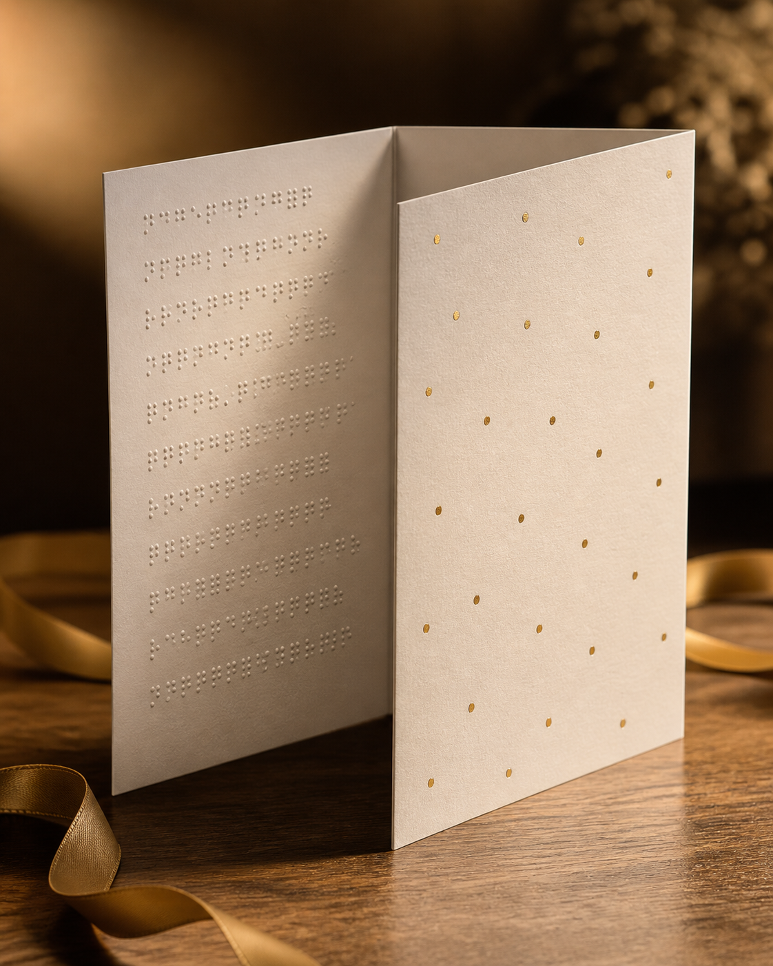 Celebration Card — gold foil accents with Braille inside